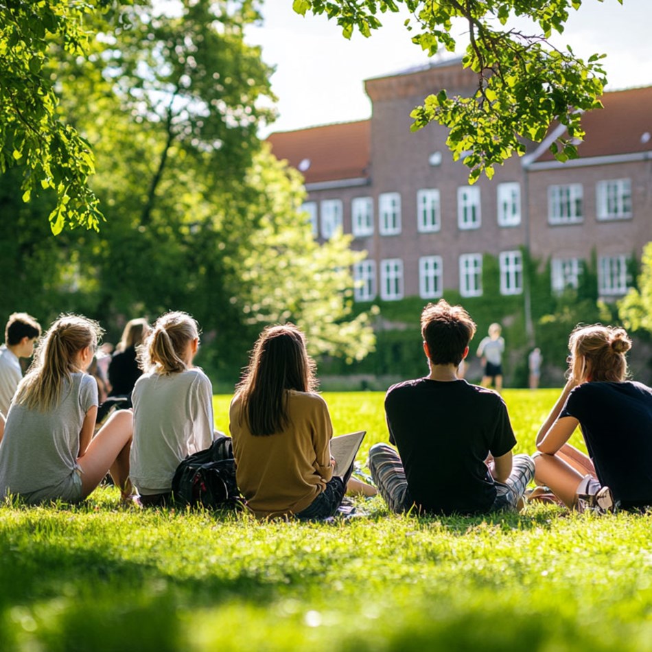 Unge studerende i en pause